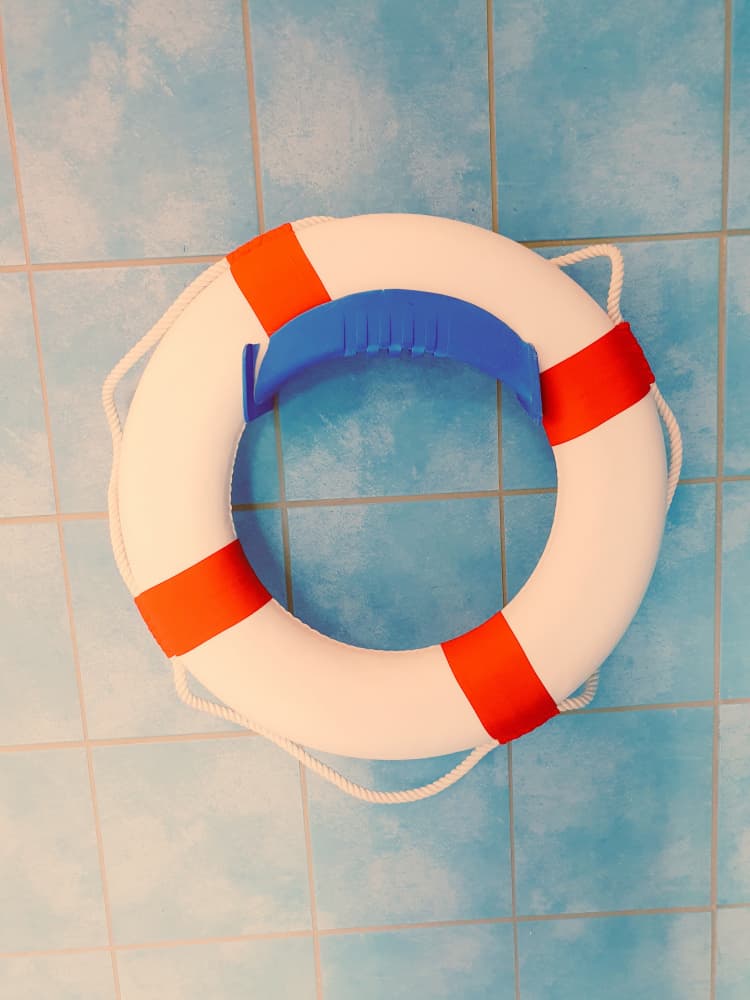 Vintage Poolside Lifebuoy by Ohkimiko — canvas wall art