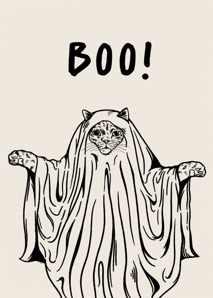 Cute Ghost Cat by Tara Royle — canvas wall art