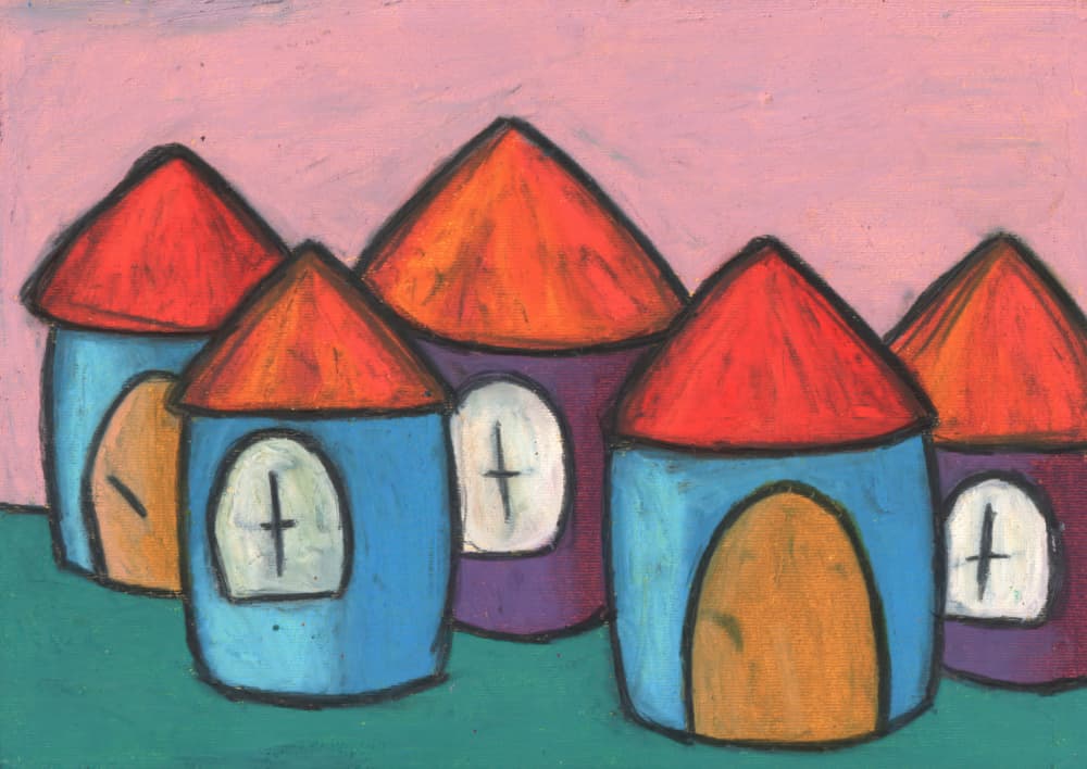Colorful Whimsical Houses by Kulik — canvas wall art