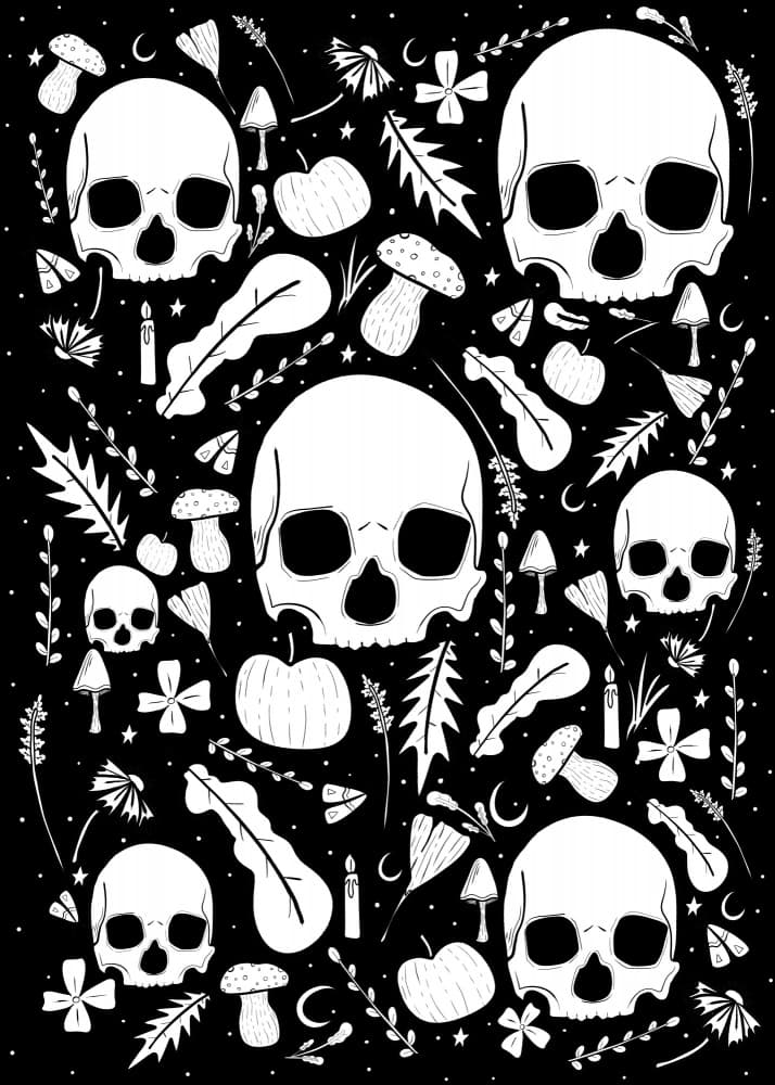 Dark Botanical Skulls by Stephen Wade — canvas wall art