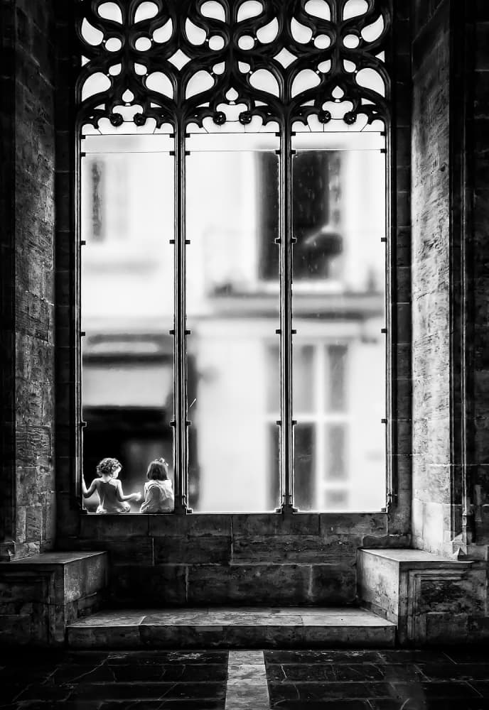 Children By Gothic Window by Juan Luis Duran — canvas wall art
