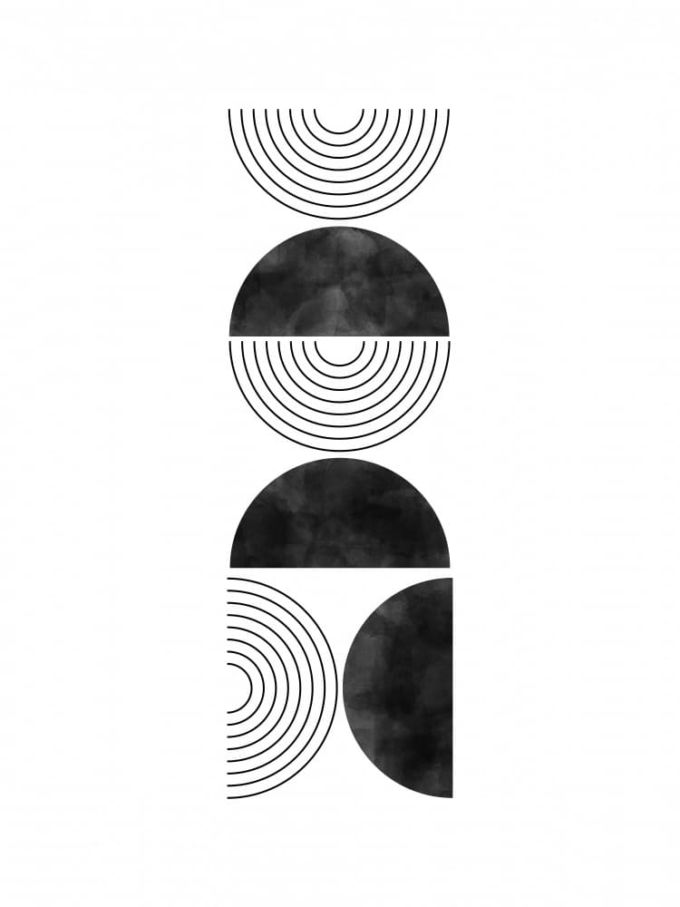 Monochrome Geometric Balance by Elena Ristova — canvas wall art