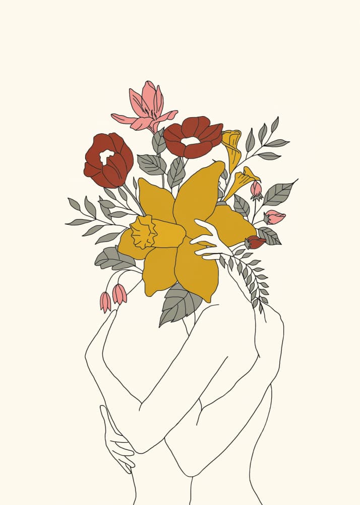 Loving Floral Embrace by Nadjaa — canvas wall art