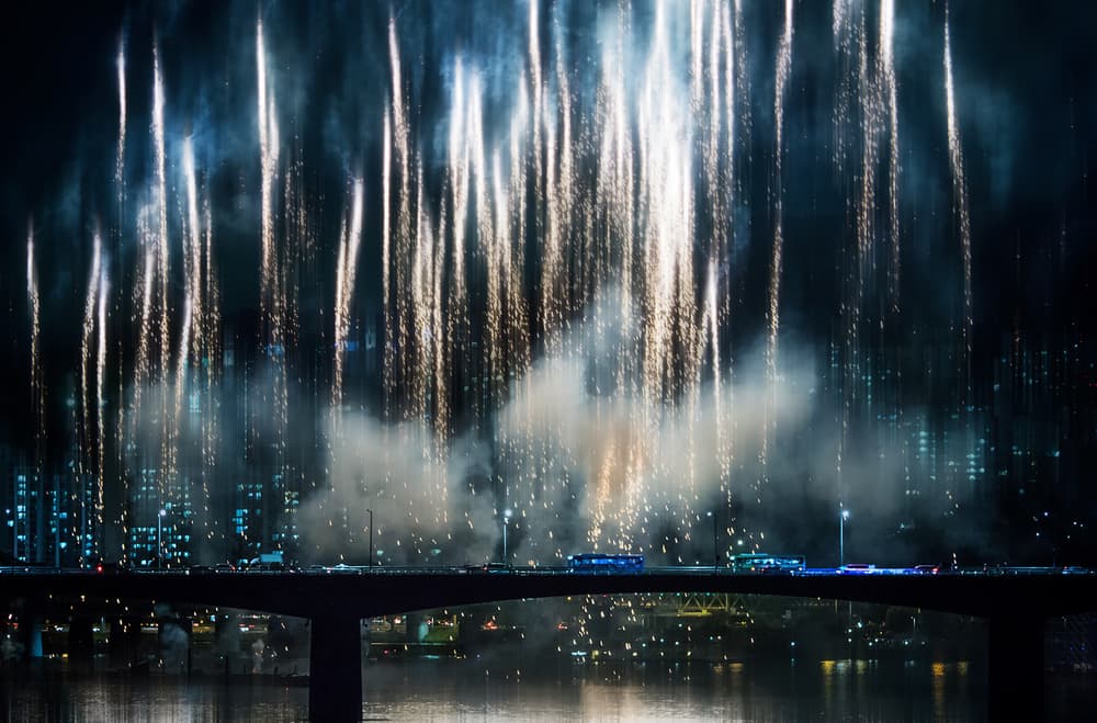 Night City Fireworks by HAN dong hee — canvas wall art