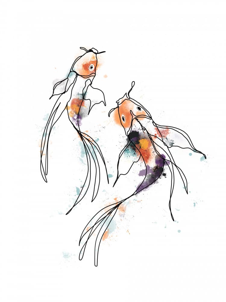Colorful Koi Harmony by Hanna Lee Tidd — canvas wall art