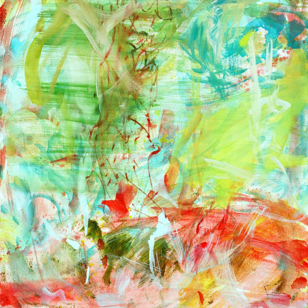 Vibrant Green Red Abstract by Eva Galonska — canvas wall art