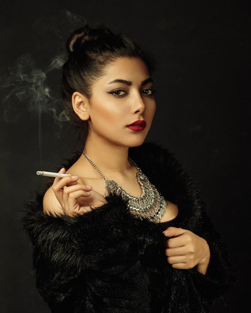 Smoky Fashion Portrait by Mehdi Mokhtari — canvas wall art