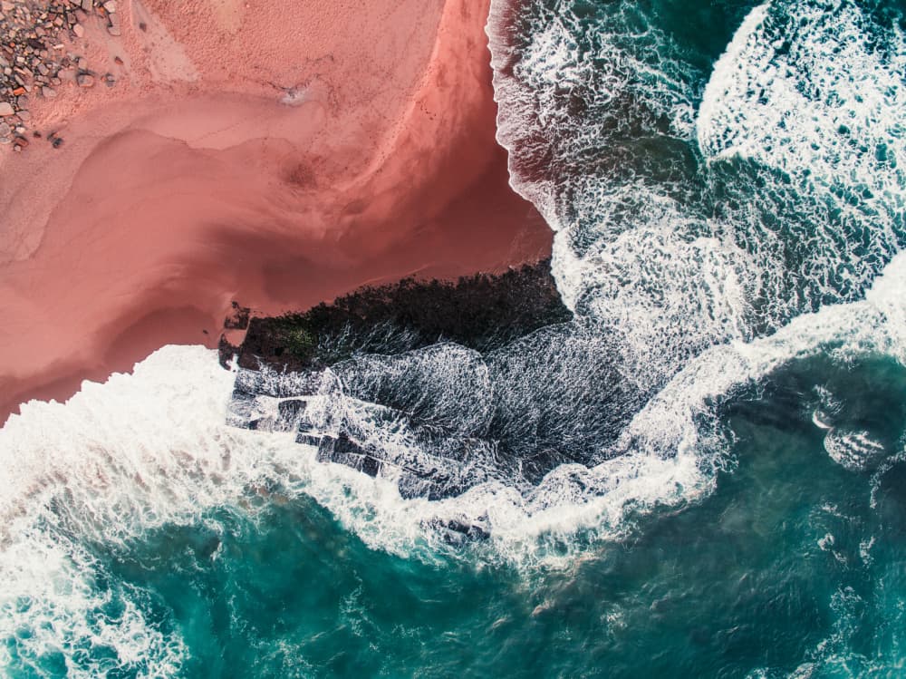 Aerial Pink Sand Beach by Javier Pardina — canvas wall art