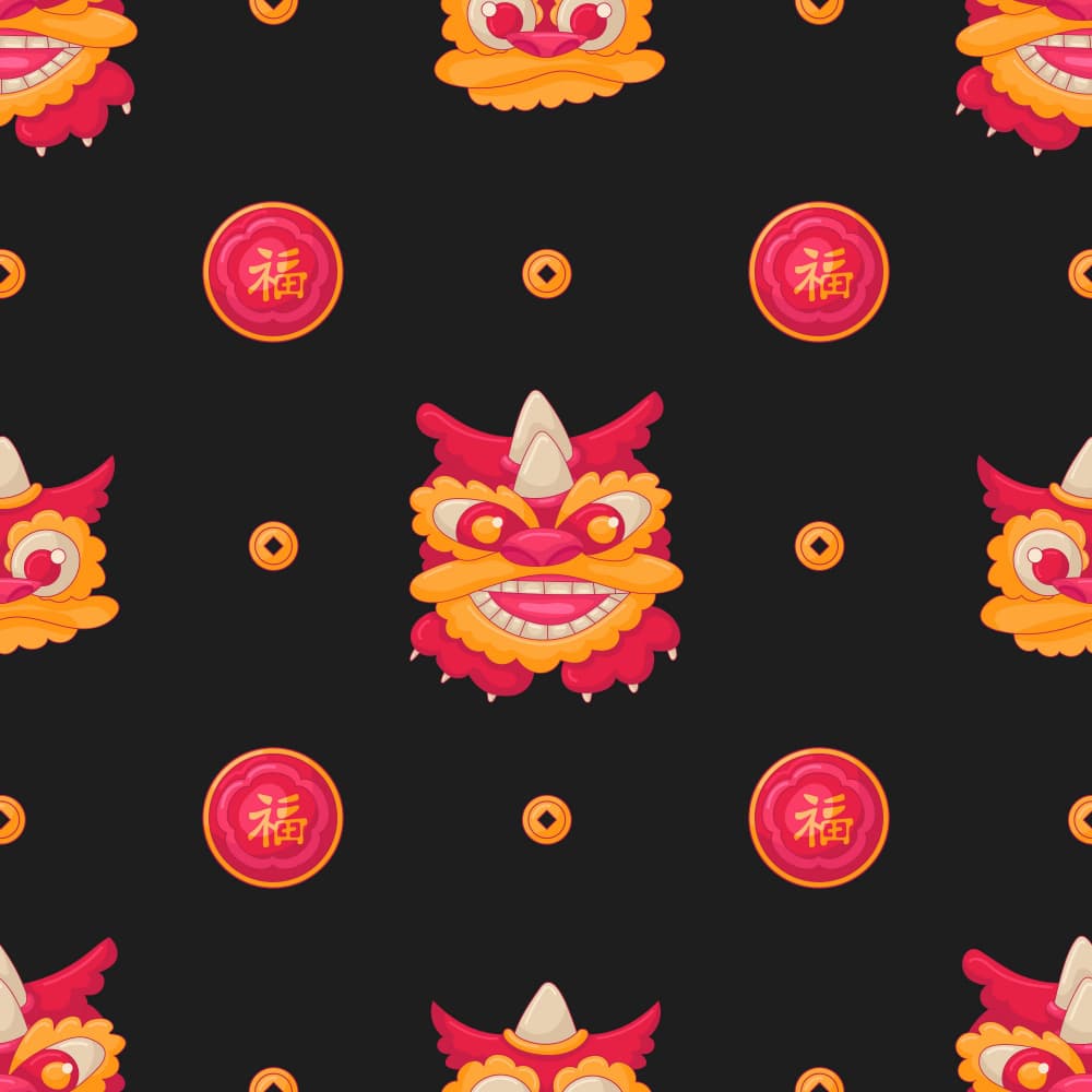 Lucky Lion Dance Coins by Marika Barsrsind β canvas wall art