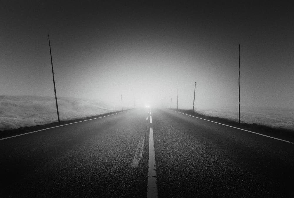 Mysterious Foggy Road by Gustav Davidsson — canvas wall art
