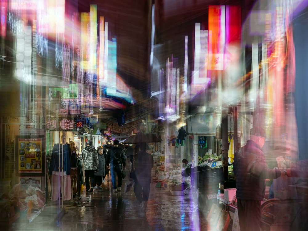 Neon City Blur by HAN dong hee — canvas wall art
