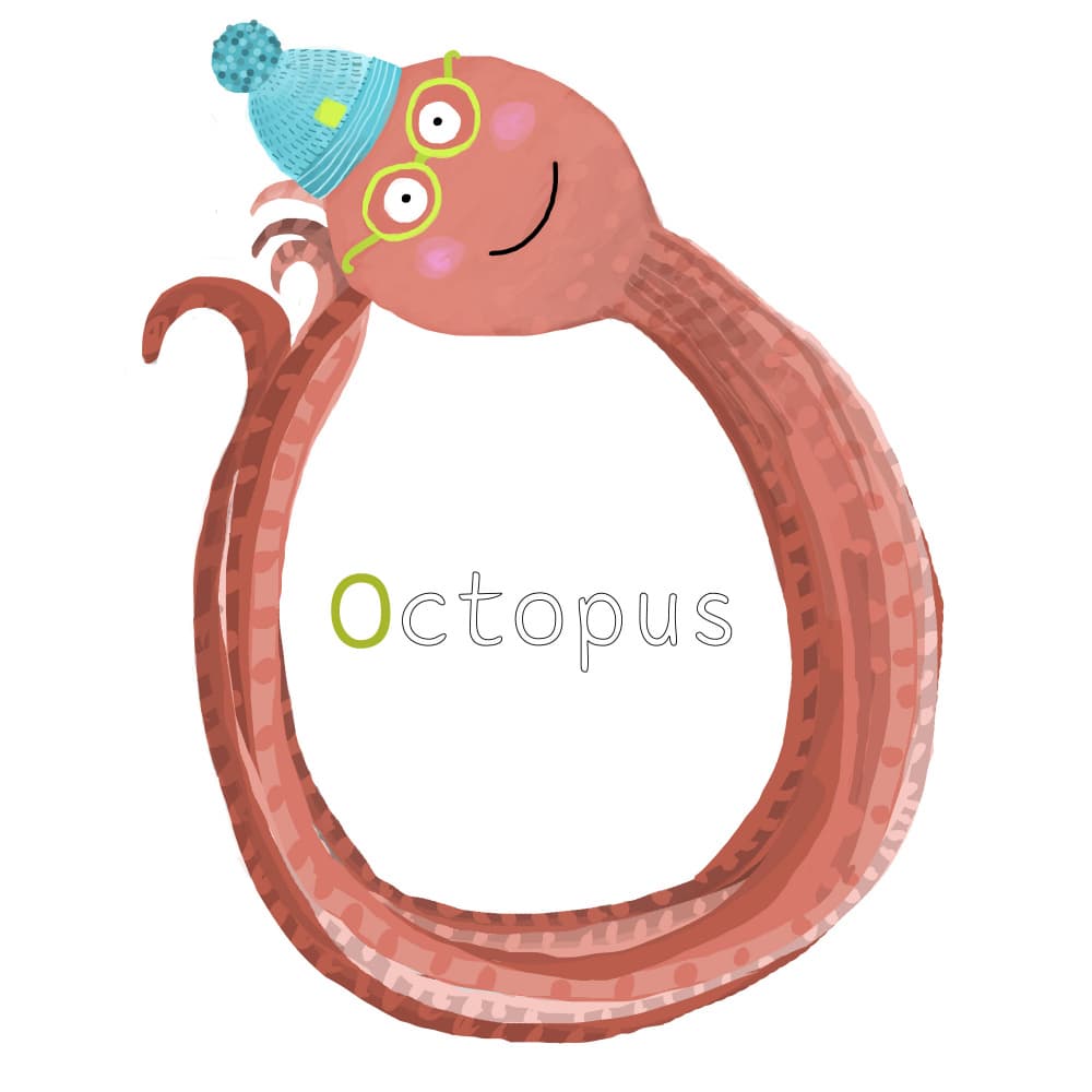 Happy Octopus Letter O by Carla Daly — canvas wall art