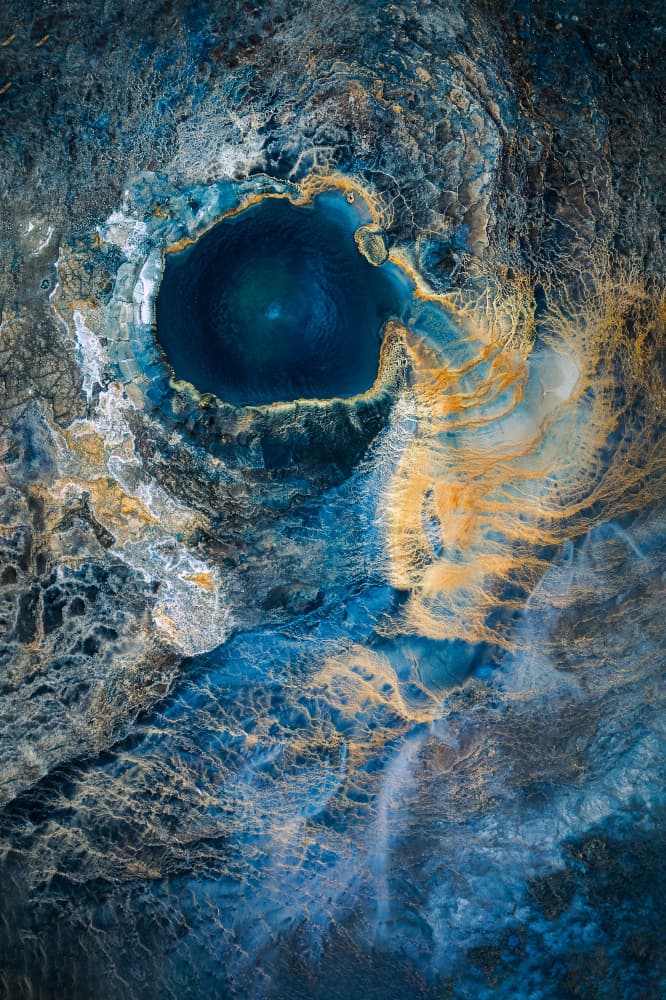 Geothermal Blue Gold Vortex by Ionut Petrea — canvas wall art