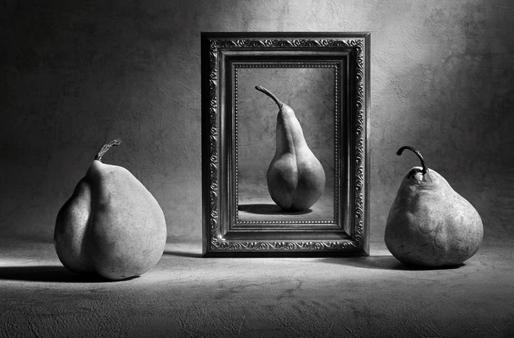 Pear Mirror Reflection by Victoria Glinka — canvas wall art