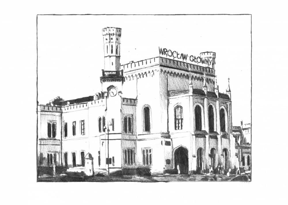 Wrocław Main Station Drawing by Kulik — canvas wall art