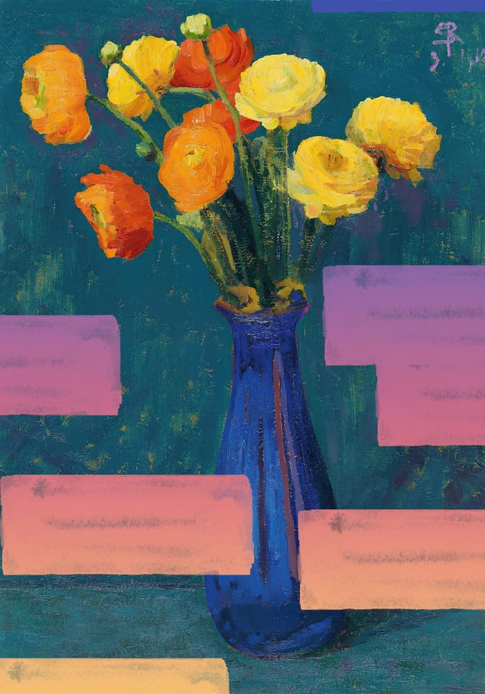 Vibrant Ranunculus Painting by The Art Concept — canvas wall art