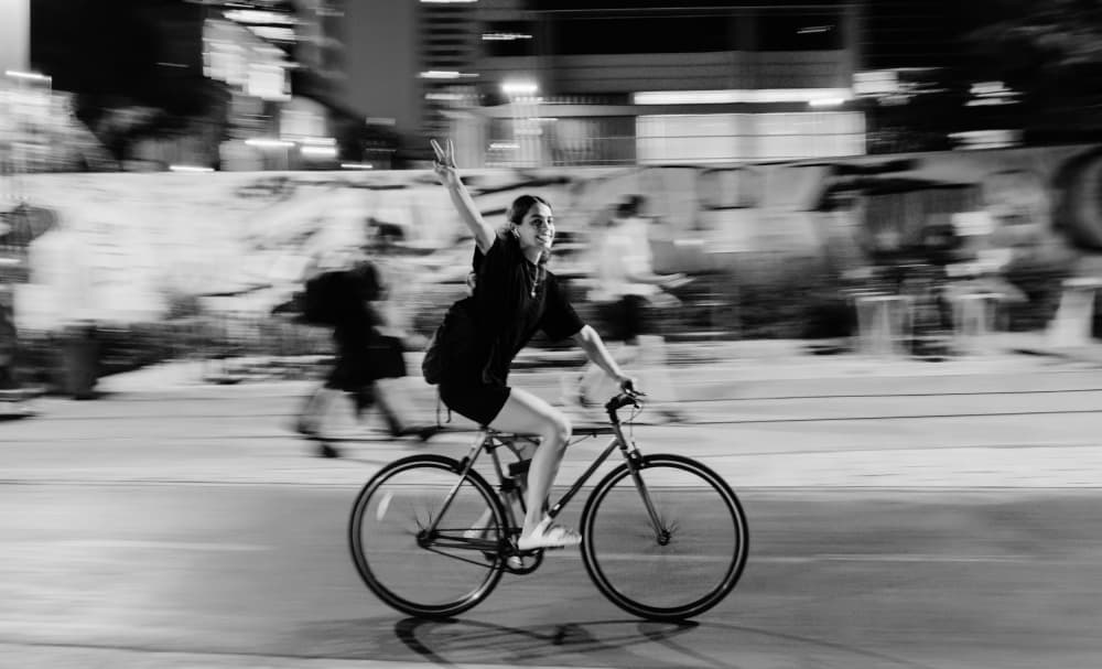Urban Night Cycling by Itzik Einhorn — canvas wall art