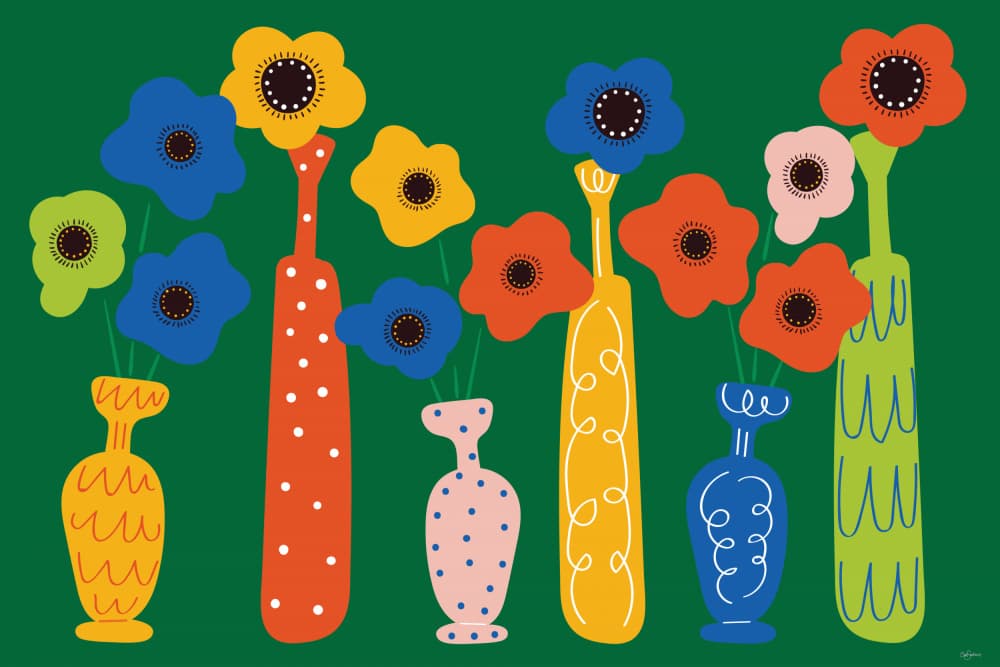 Colorful Flower Vases by Sue Skellern — canvas wall art