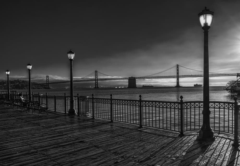 San Francisco Pier Shadows by Jiahong Zeng — canvas wall art