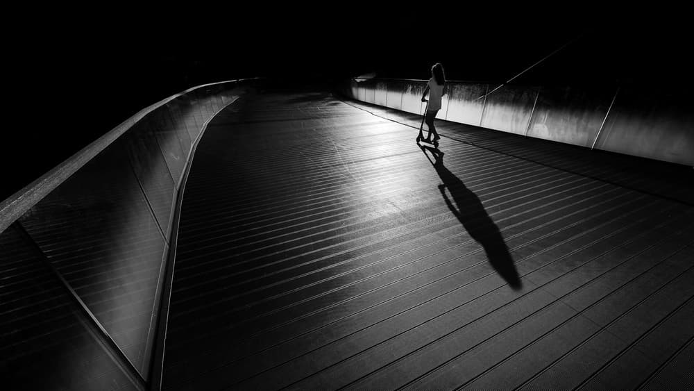 Dramatic Shadow Scooter by Marius Cinteza — canvas wall art