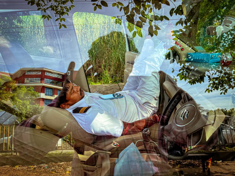 Sleeping Driver Reflection by Subhajit Das — canvas wall art