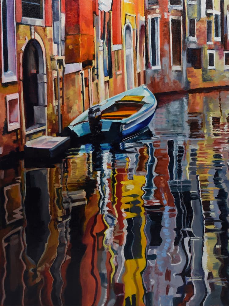 Vibrant Venice Boat by Maxine Shore — canvas wall art