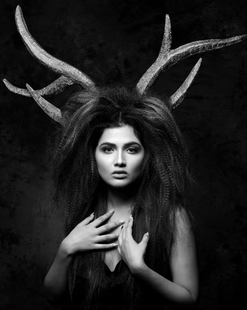 Ethereal Antler Woman by Avishek Das — canvas wall art