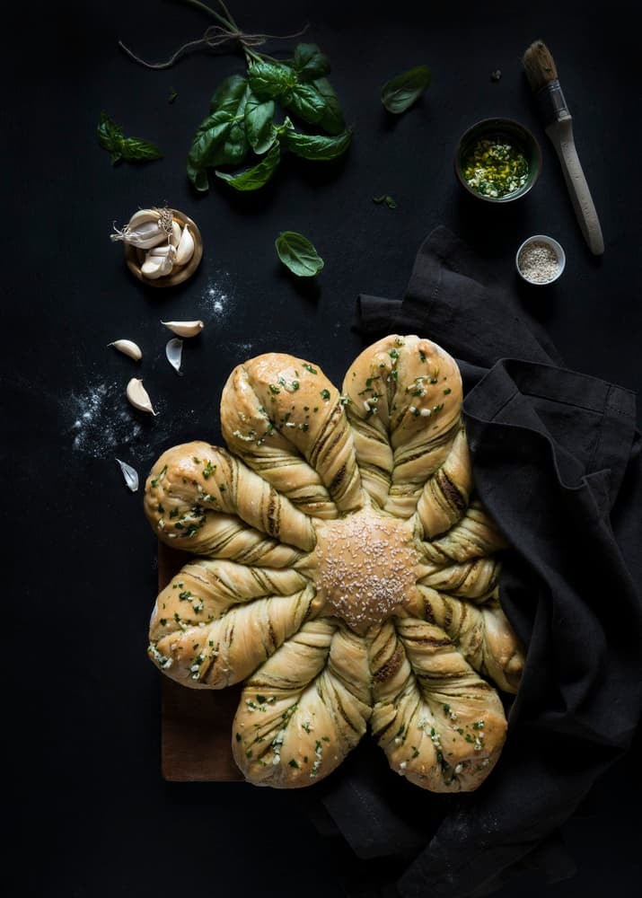 Pesto Garlic Flower Bread by Diana Popescu — canvas wall art