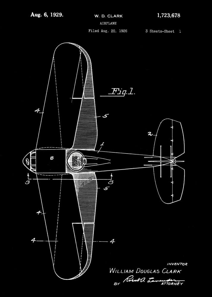 Vintage Airplane Patent by Andreas Magnusson — canvas wall art