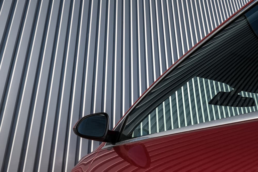 Red Car Geometric Lines by Lus Joosten — canvas wall art