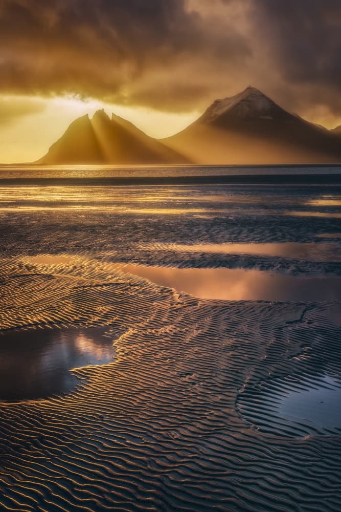 Golden Mountain Beach by Bartolome Lopez — canvas wall art