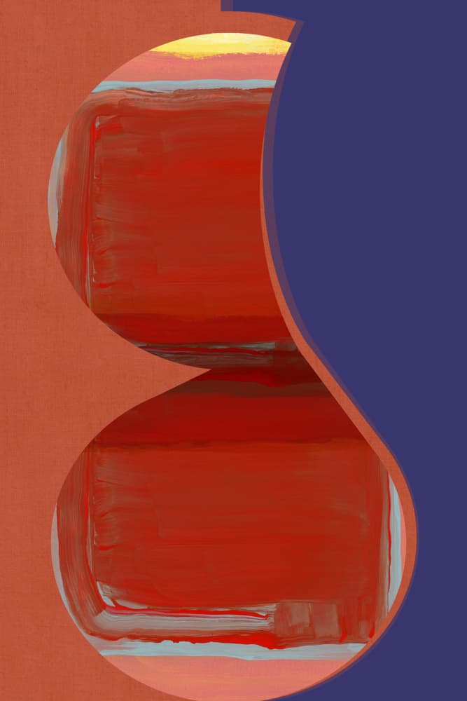 Abstract Red Blue Curves by cartissi — canvas wall art