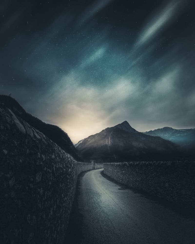 Mystical Mountain Night by Andrea Fraccaroli — canvas wall art