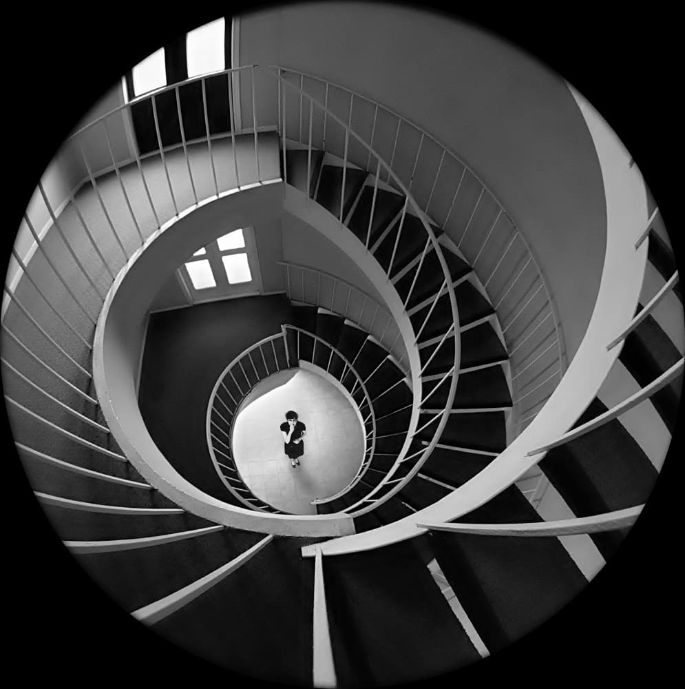 Spiral Staircase Woman by Michael Burlak — canvas wall art