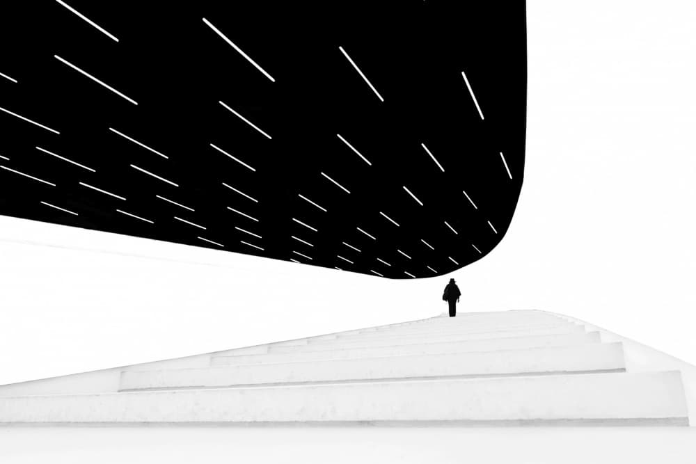 Modern Stairway Silhouette by Jorge Pimenta — canvas wall art