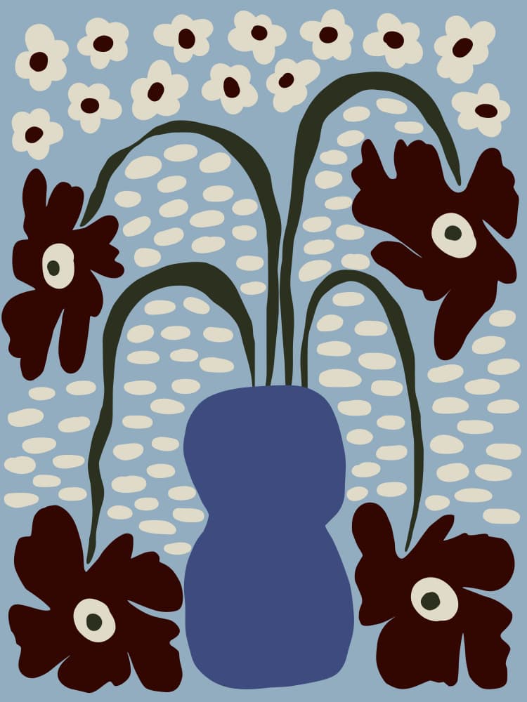 Modern Floral Vase by Miho Art Studio — canvas wall art