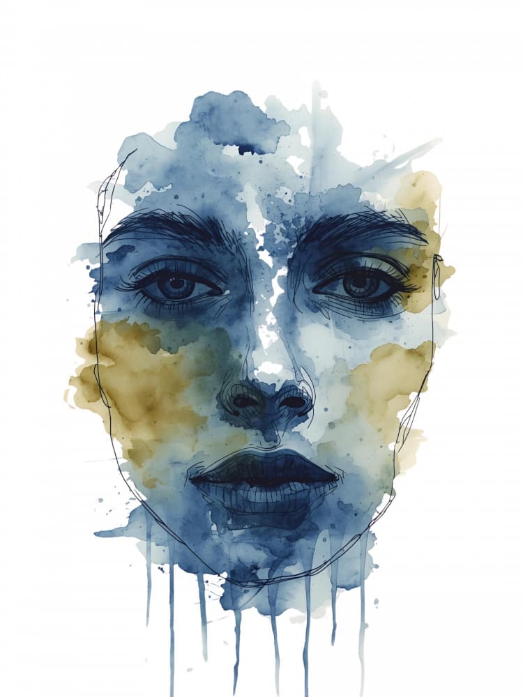 Blue Watercolor Gaze by Ohkimiko — canvas wall art