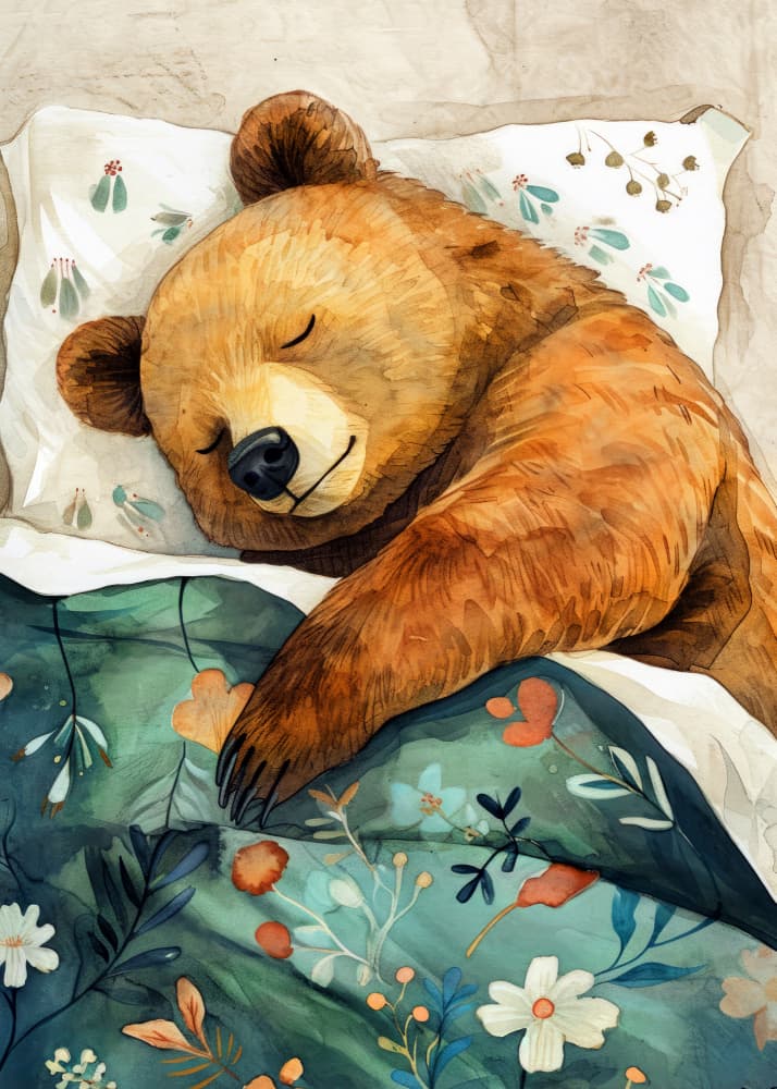 Peaceful Sleeping Bear by Justyna Jaszke — canvas wall art