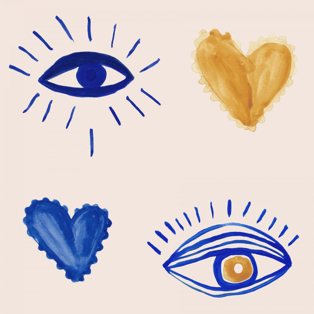 Mystical Eyes and Hearts by Irene Demetri — canvas wall art