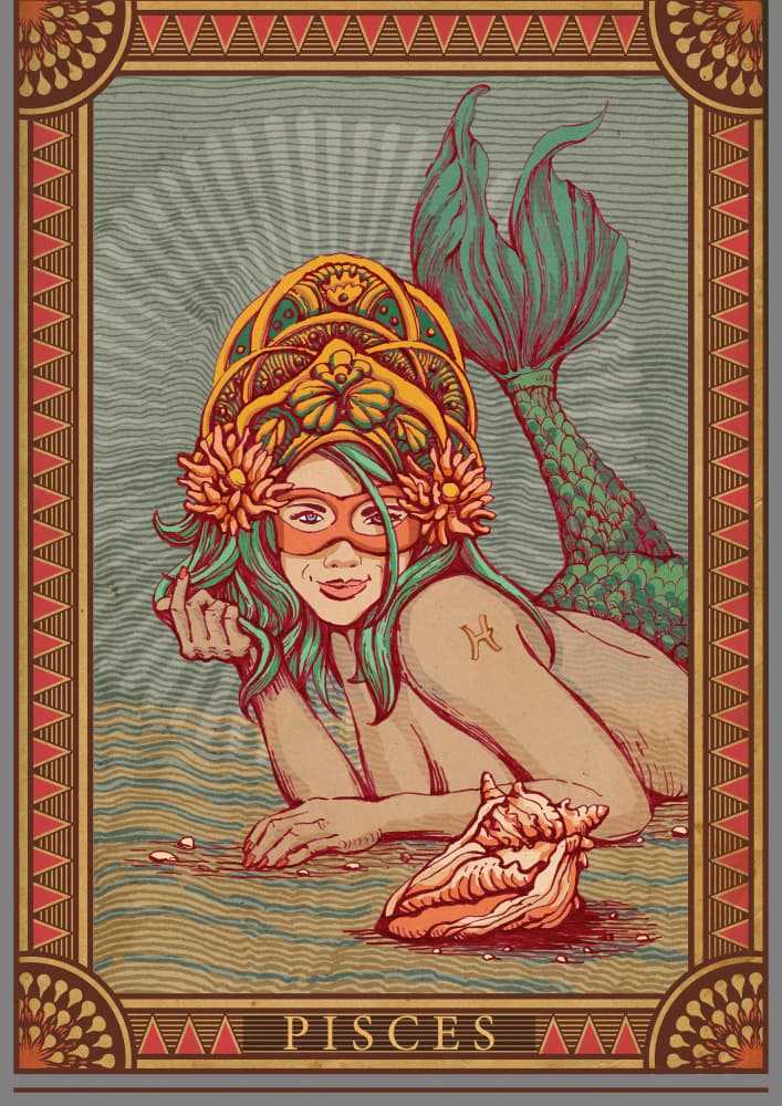 Pisces Mermaid by Olga Galeeva — canvas wall art