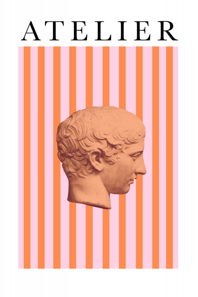 Classical Head Pink Stripes by Talitha McQueen — canvas wall art