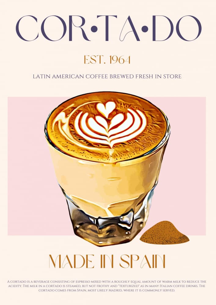 Spanish Cortado Coffee Art by Nazma Khokhar — canvas wall art