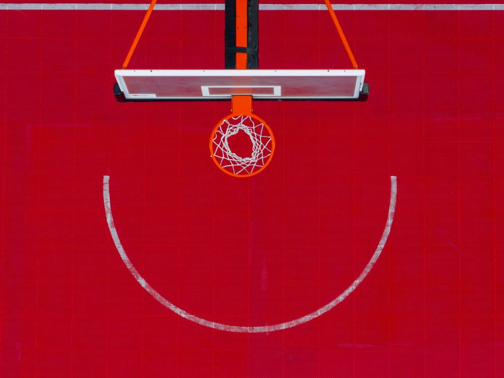 Red Basketball Court by Jure Kravanja — canvas wall art