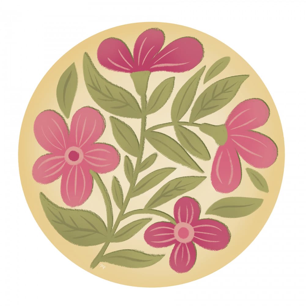 Blushing Botanical Circle by Martina — canvas wall art