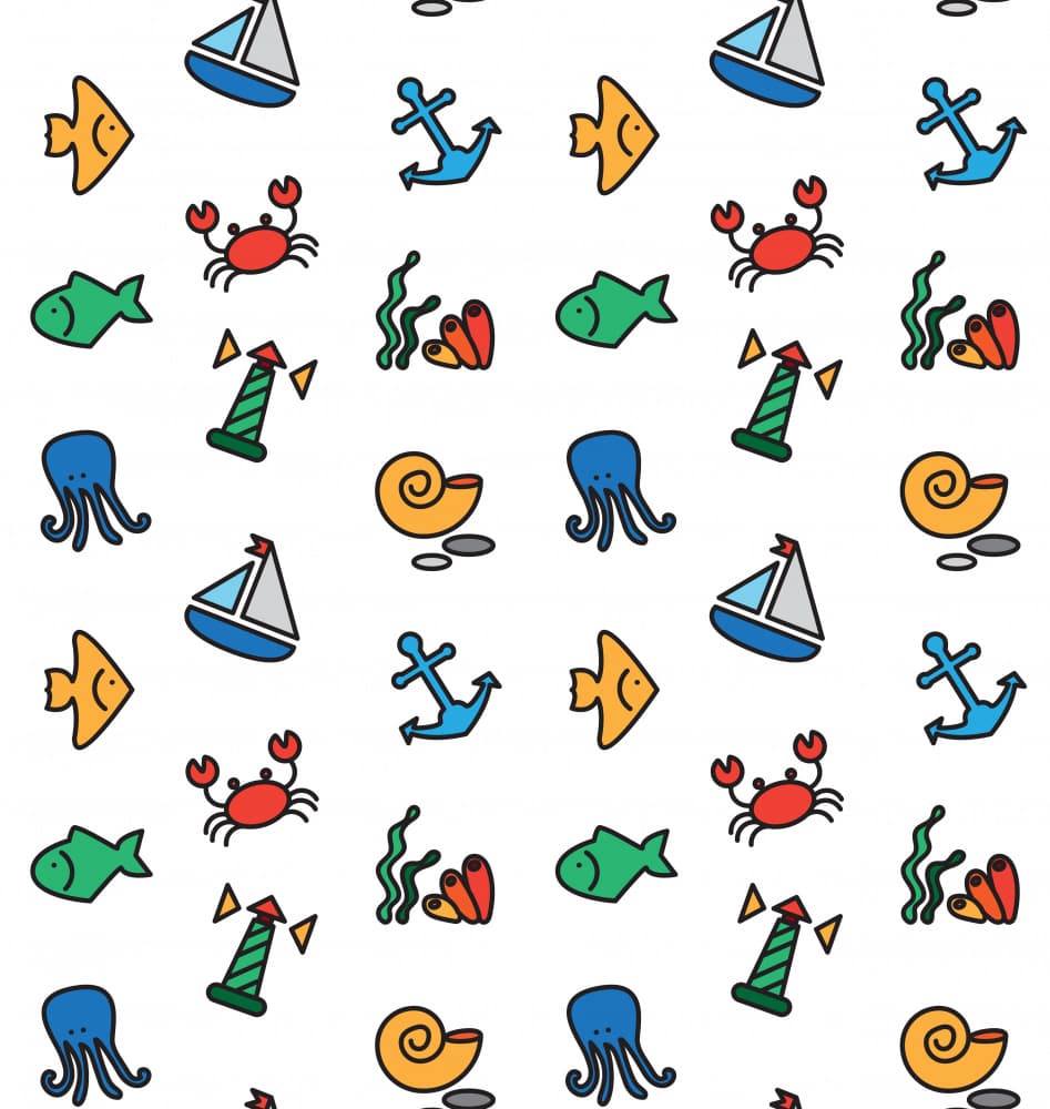 Playful Sea Creatures Pattern by Marika Barsrsind β canvas wall art