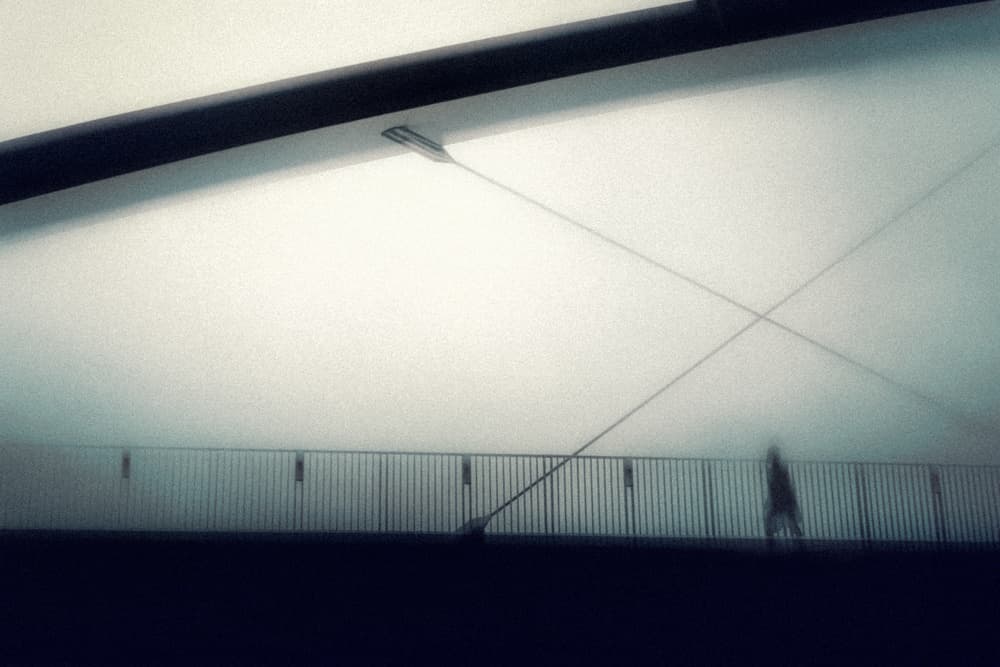 Blurred Walker Urban Bridge by Marc Huybrighs — canvas wall art