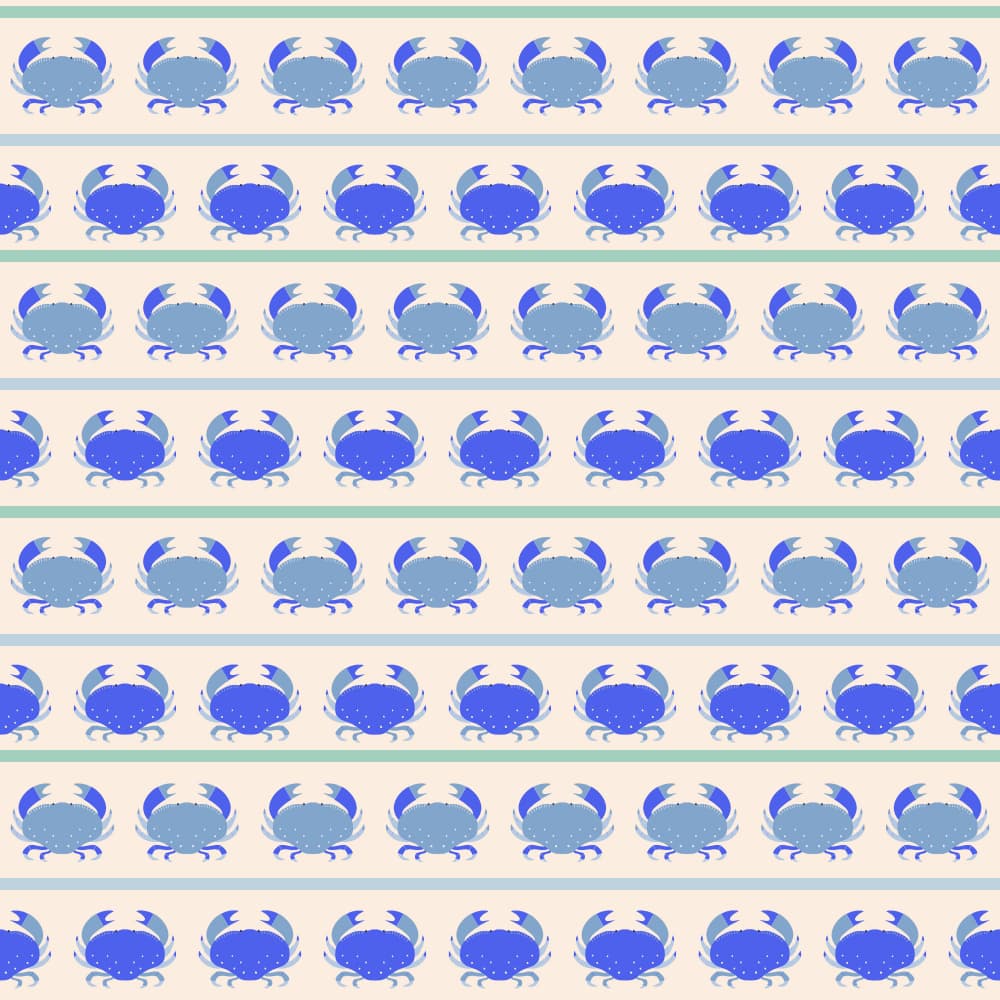 Blue Crab Stripe by Carolina Rowlinson — canvas wall art