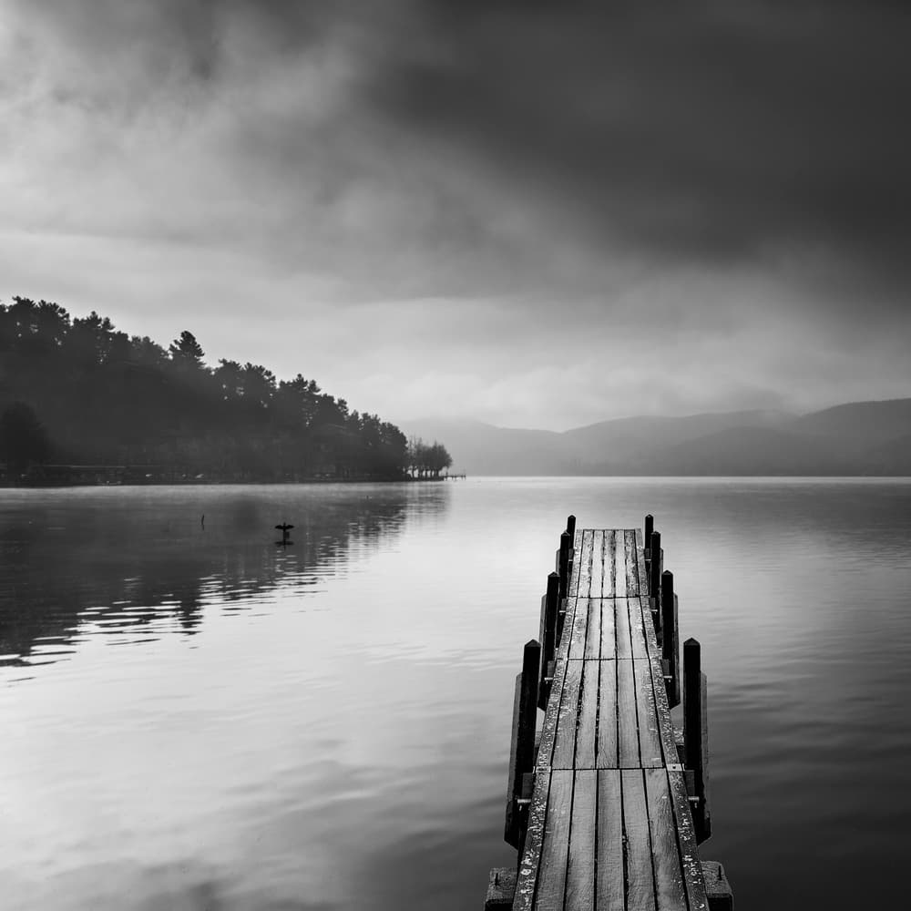Misty Lake Pier by George Digalakis — canvas wall art