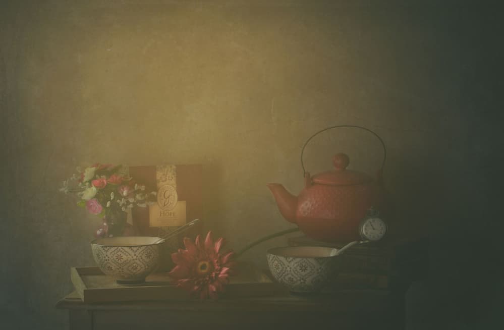 Cozy Tea Still Life by Delphine Devos — canvas wall art