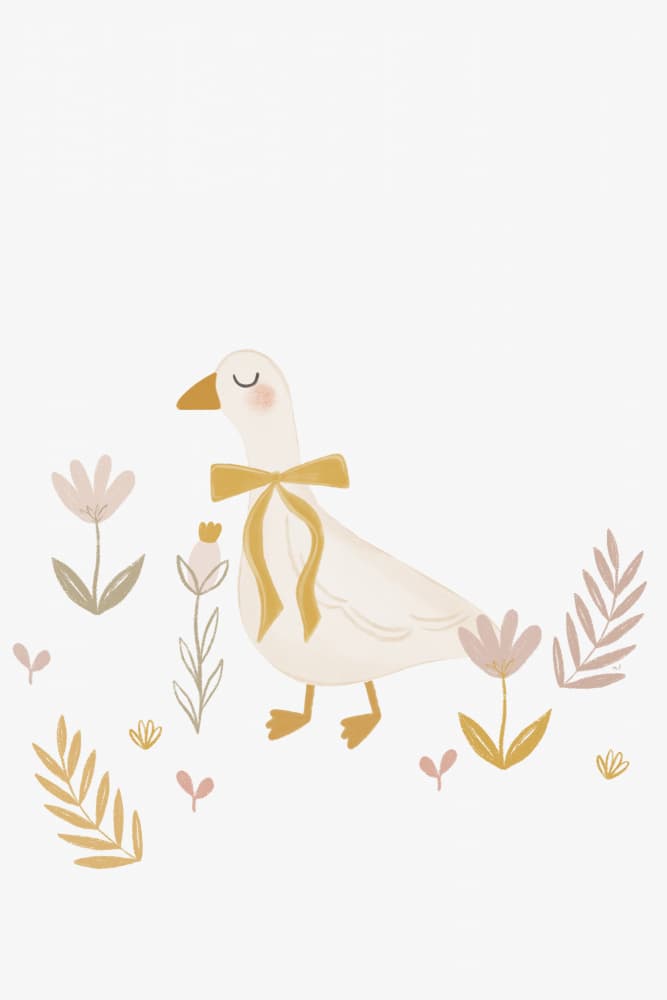 Whimsical Goose And Flowers by Menina Lisboa — canvas wall art